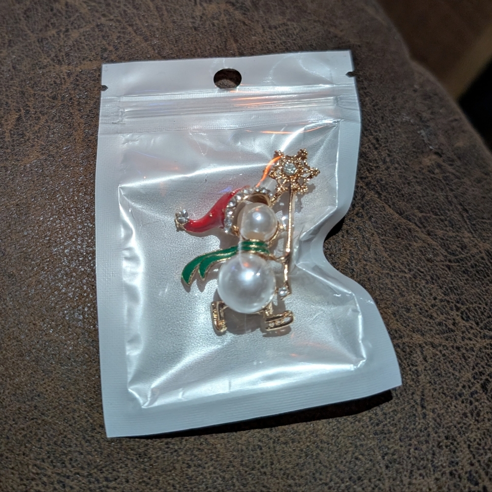 1$ Add On⭐ Snowman Skating Brooch